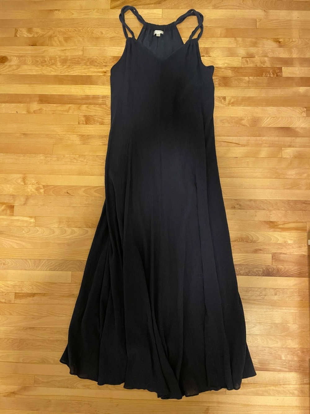 Garnet Hill Navy Maxi Slip Dress with Twisted Straps Size Medium